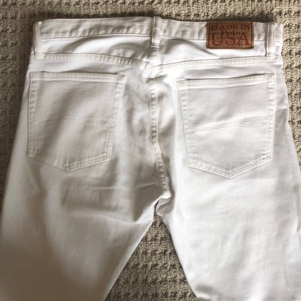 Men’s white Ralph Lauren Polo Jeans.